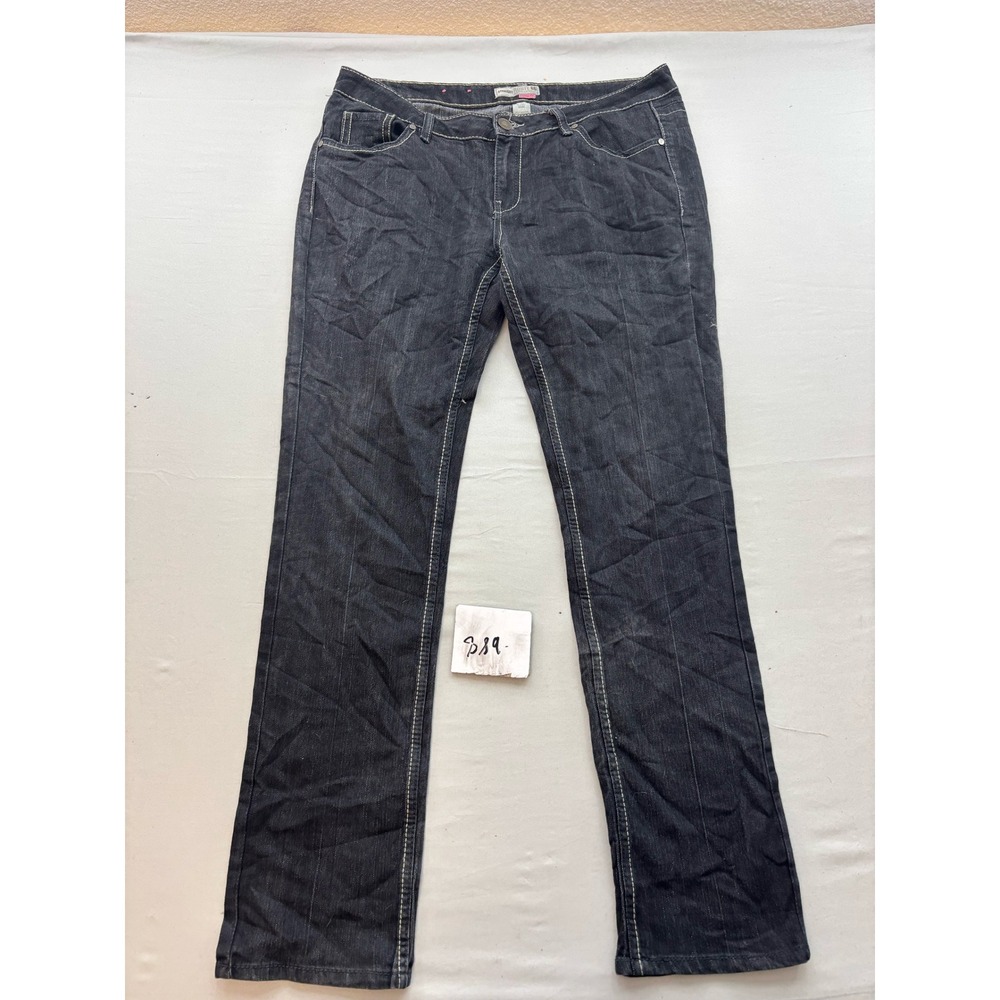 Route 66 Straight Curvy Fit Jeans Black Dark Wash Contrast Stitch Size 12